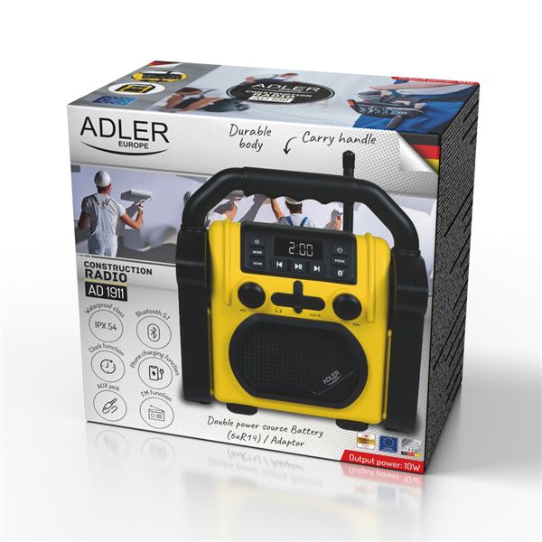 Stavebné rádio s Bluetooth Adler AD 1911