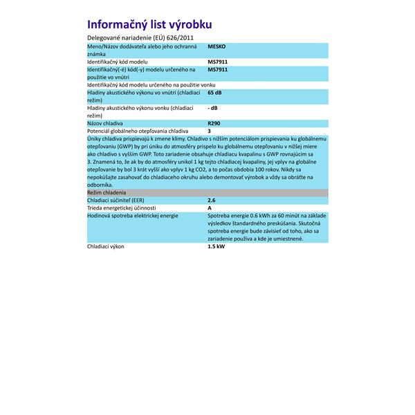 Klimatizcia mobiln Mesko MS 7911